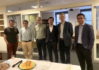 Photo of Yunzhe with committee members: Mandli, Kui, Weinstein, Du, Sun