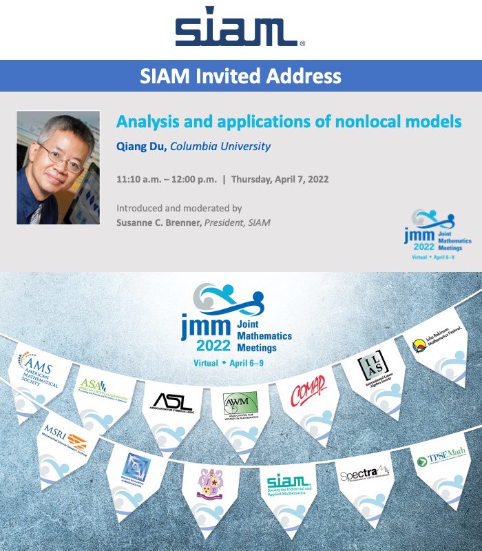 Du's SIAM Invited Address at the JMM 2022, the annual largest mathematics gathering in the world